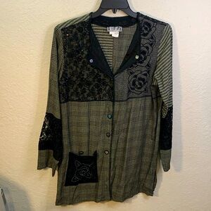 Vintage Embellished Blazer Jacket Tweed Lace Beading